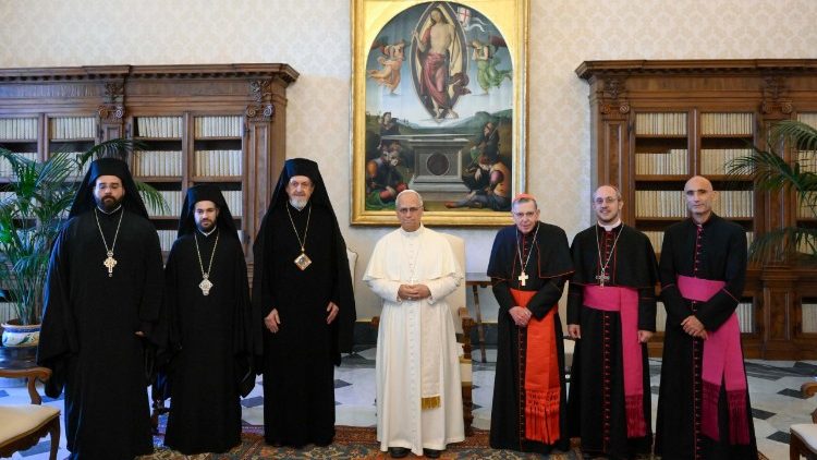 La delegazione del Patriarcato Ecumenico di Costantinopoli oggi in udienza da Papa Leone XIV