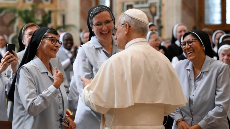 The Daughters of Divine Charity, the Sisters of the Order of Saint Basil the Great, the Sisters of the Augustinian Congregation "Hermanas del Amparo," and the Franciscan Sisters of the Sacred Hearts gathered in the Vatican 