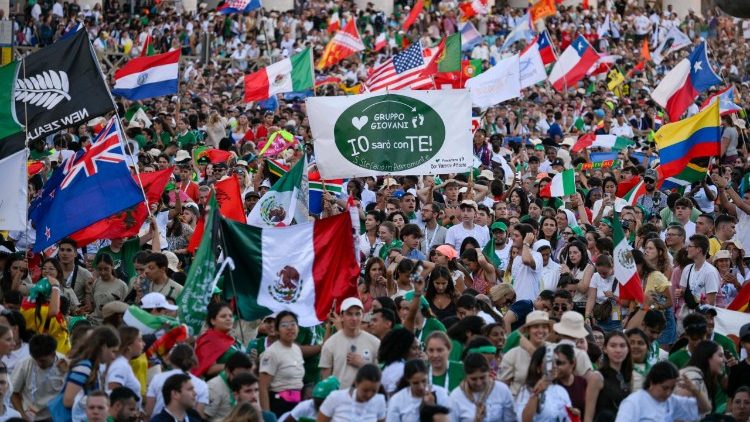 Young people in St Peter's square for the opening Mass