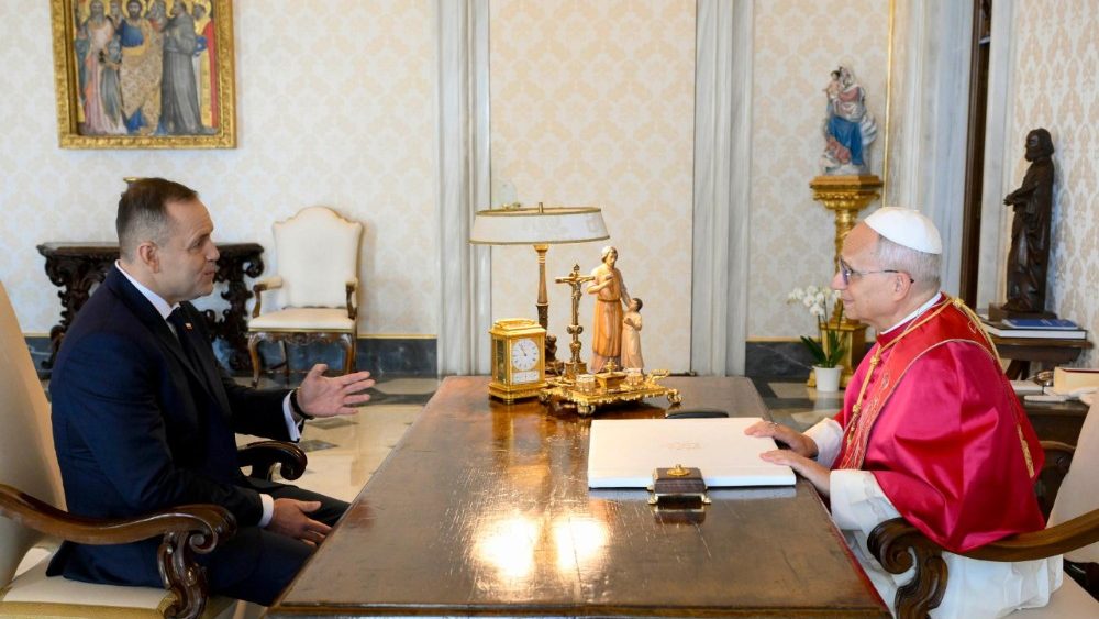 Leon XIV și președintele Karol Nawrocki