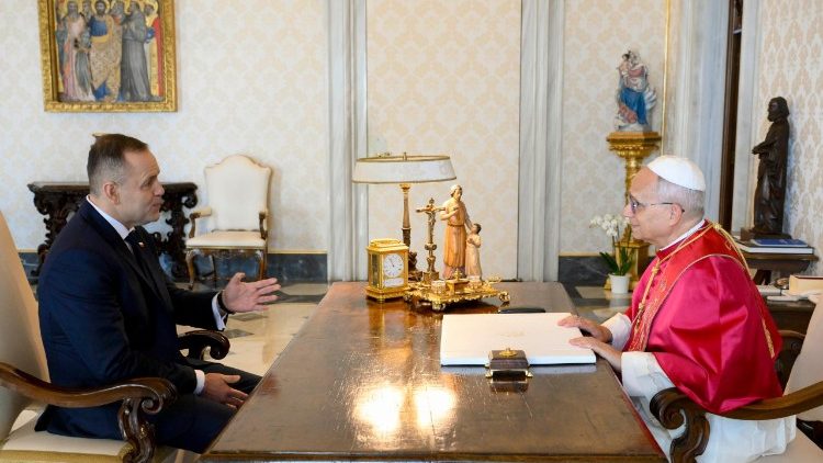 Karol Nawrocki, President of Poland with Pope Leo XIV