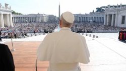 Pope Leo XIV greets faithful during his Wednesday General Audience