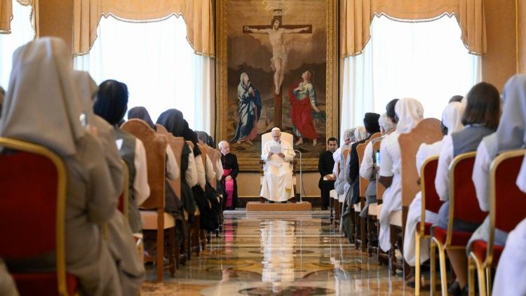 Audience du Pape avec les membres des chapîtres généraux et assemblées générales des quatres instituts religieux, le 22 septembre 2025. 