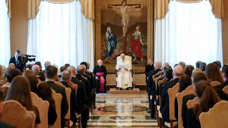 Pope Leo greets the Board of Directors of the Knights of Columbus on October 6, 2025