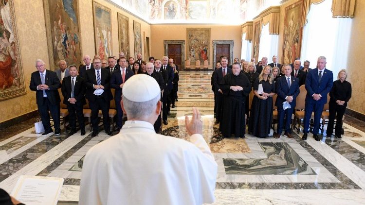 Le Pape lors de l'audience avec une délégation de l'«Union Leaders from Chicago», jeudi 9 octobre 2025.