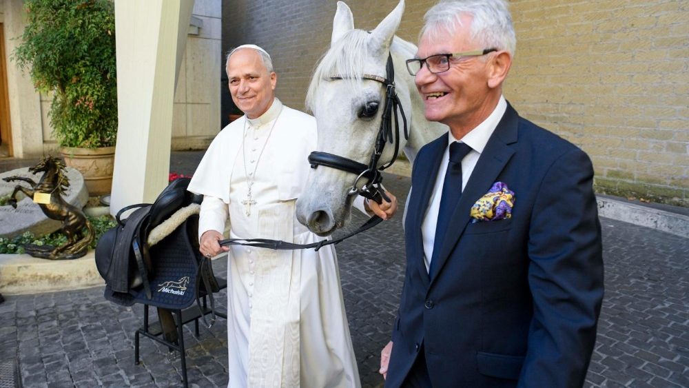 În dar papei Leon XIV, un cal pursânge arab