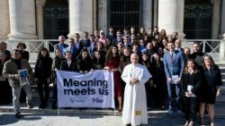 Pope Leo XIV meets with the participants of the "Meaning Meets Us" gathering during the General Audience