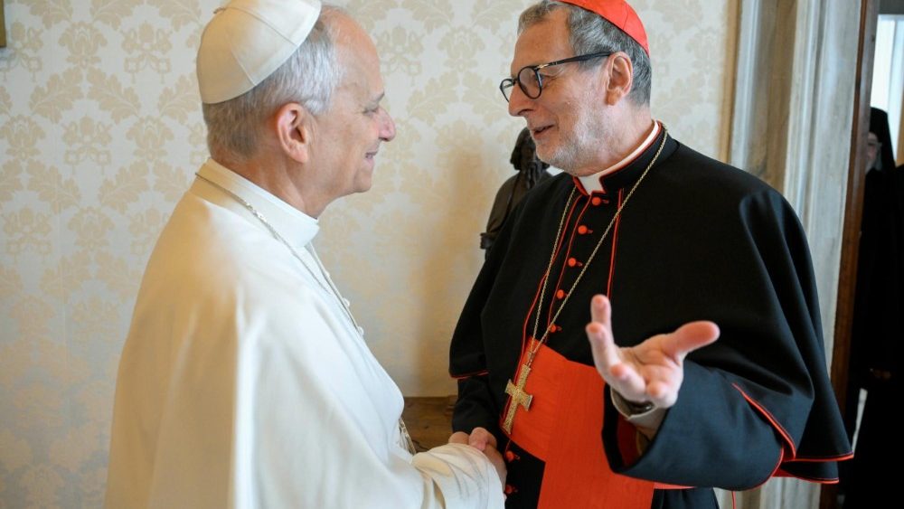 Leon al XIV-lea și cardinalul Claudio Gugerotti, prefect al Departamentului pentru Bisericile orientale