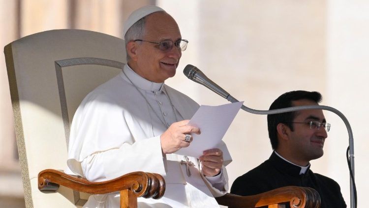 बुधवारीय आमदर्शन समारोह के दौरान संत पापा लियो 14वें 