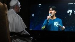 Le Pape Léon XIV lors de la rencontre numérique avec les jeunes Américains, vendredi 21 novembre 2025.