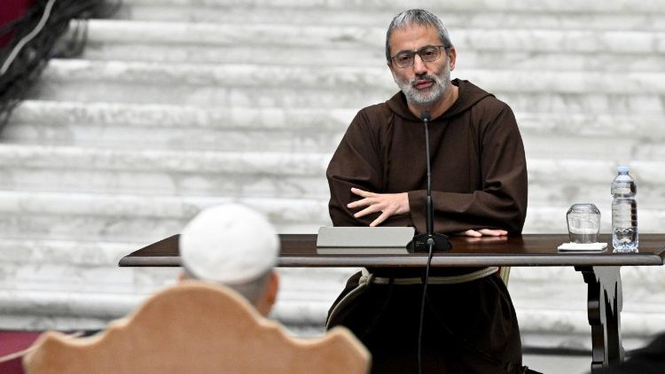 The preacher of the papal household, Capuchin Father Roberto Pasolini, delivers the first meditation for Advent 2025