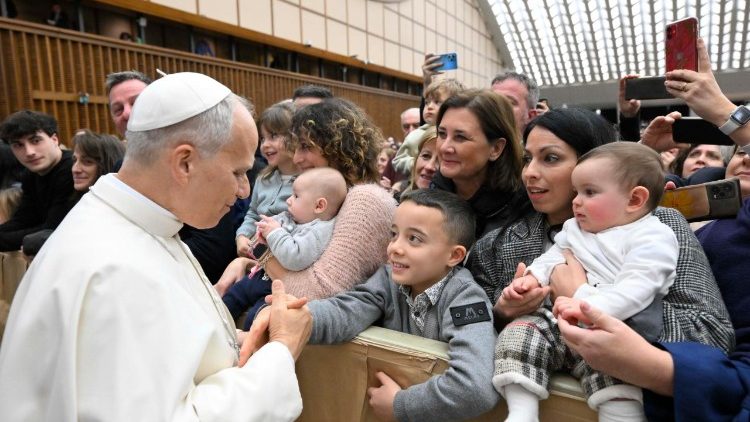 Pope Leo XIV meets with Vatican employees for the annual Christmas greetings