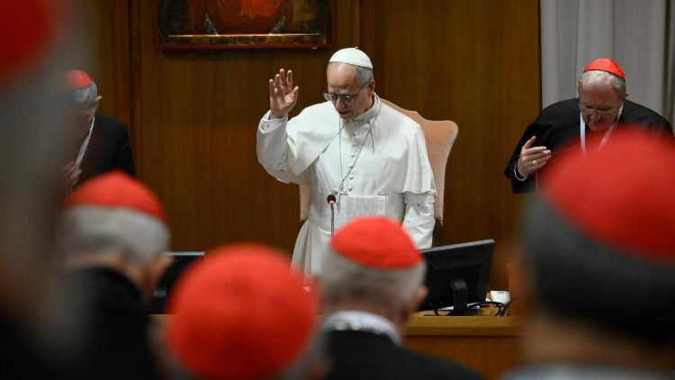 Le pape avec les cardinaux lors des travaux du consistoire de janvier 2026