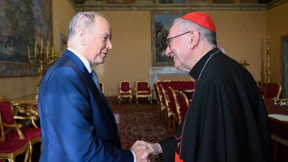 Întâlnirea prințului Albert al II-lea de Monaco cu cardinalul secretar de stat, Pietro Parolin.