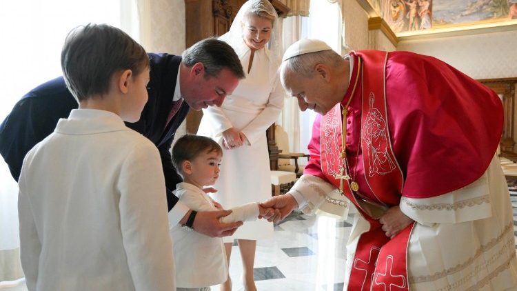 Pope Leo XIV exchanging greetings with the royal family of Luxembourg 