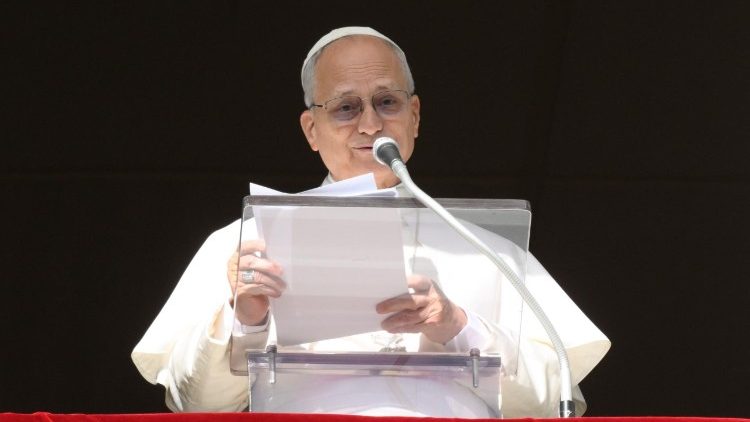 Pope Leo XIV during Angelus address