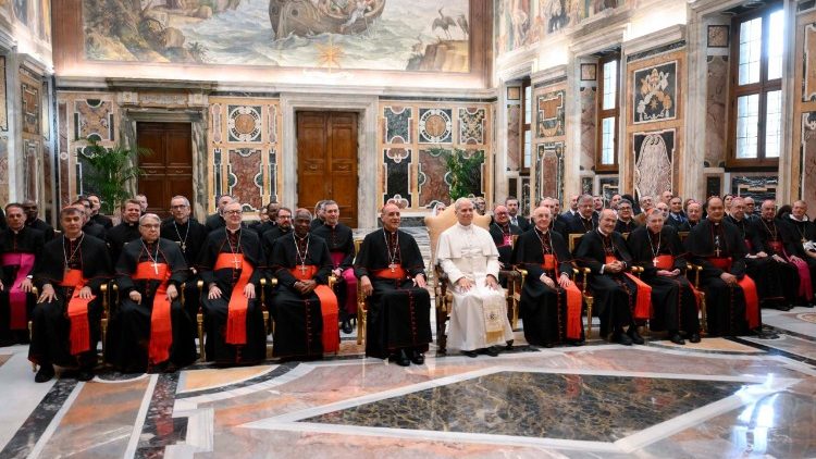 Un momento dell'udienza in Sala Clementina