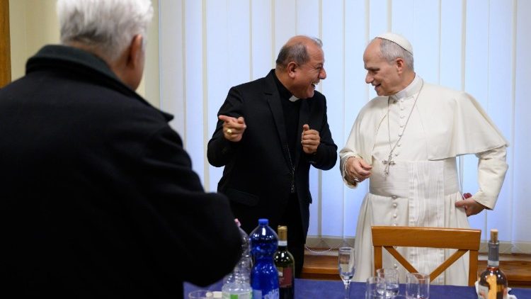 O Papa durante o almoço com os bispos do Peru