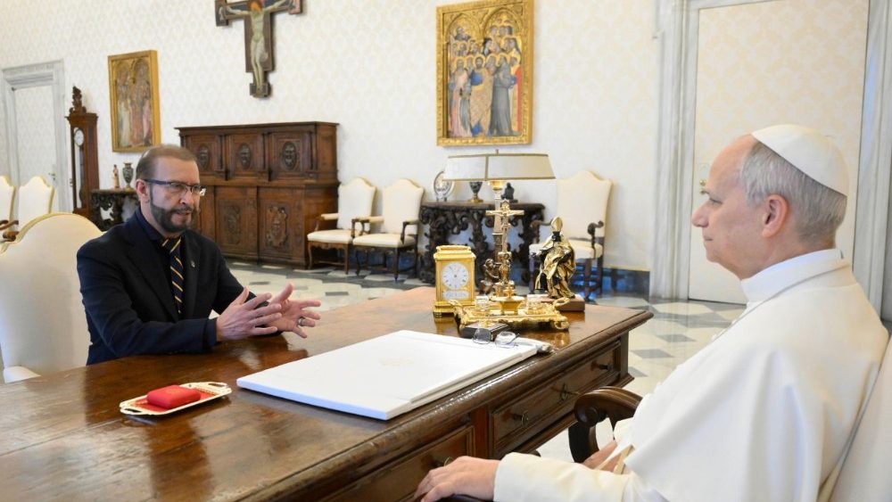 Аўдыенцыя Льва XIV для Наэля Дыяса, заснавальніка арганізацыі "Сейбіт – Новая евангелізацыя" 