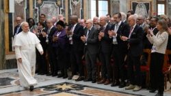Pope Leo XIV meeting with participants at the meeting on healthcare for all on the occasion of the Plenary Assembly of the Pontifical Academy for Life