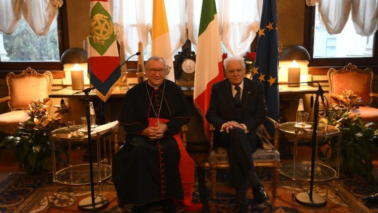 Cardeal Pietro Parolin e presidente Sergio Mattarella