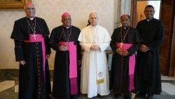 Le Pape et le bureau de la Conférence épiscopale malgache.