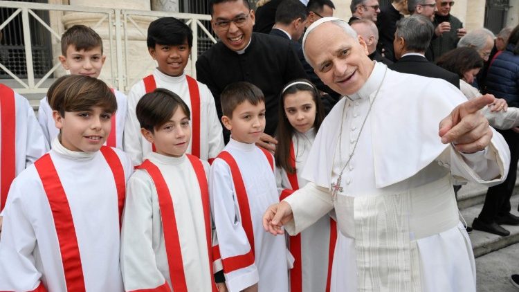 Papst Leo bei einer Generalaudienz