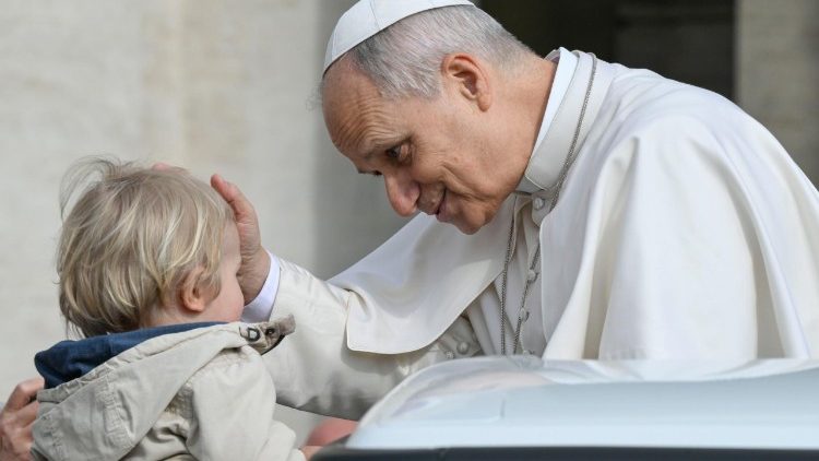 Pope Leo greeting the faithful