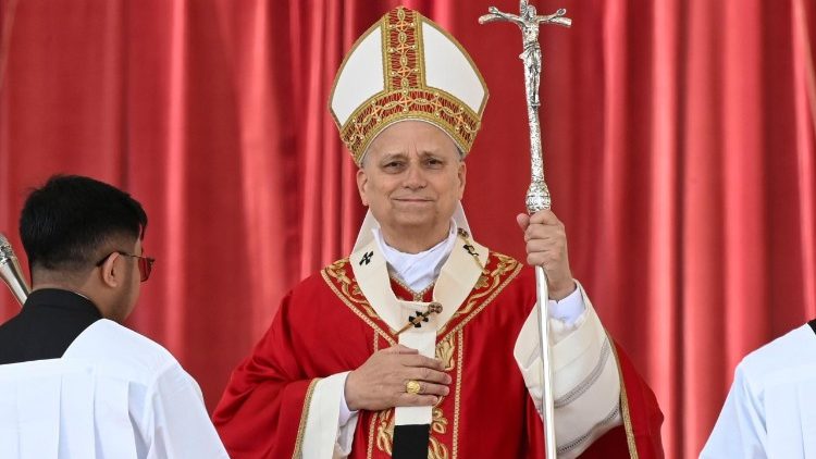 Pope Leo during the Palm Sunday celebrations in Rome