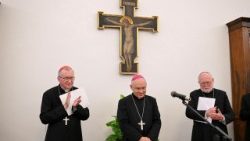 Archbishop Edgar Peña Parra during his greeting at the Secretariat of State