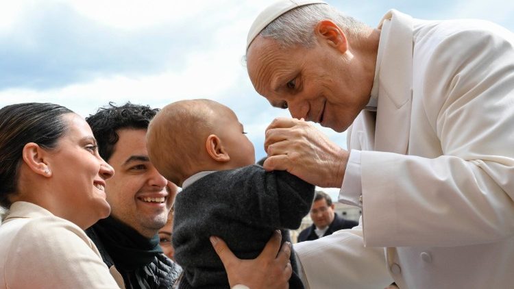 Pope Leo XIV greets people during the General Audience