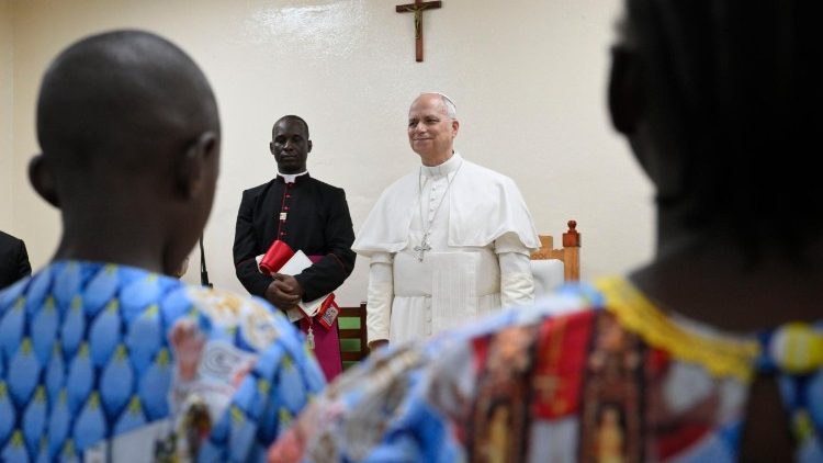 Pope Leo visits an orphanage in Yaound&eacute;, Cameroon
