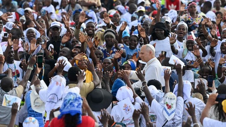 &Agrave; l'arriv&eacute;e du Pape au sanctuaire de Mam&atilde; Muxima, ce dimanche 19 avril