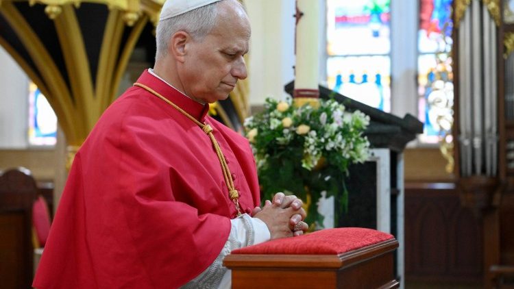 Leon al XIV-lea la un moment de rugăciune în Guineea Ecuatorială