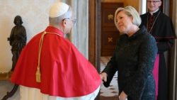 Pope Leo XIV receives President Halla Tomasdottir of Iceland in audience