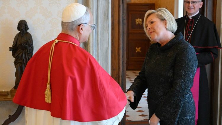 Pope Leo XIV receives President Halla Tomasdottir of Iceland in audience