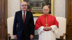 Lev XIV. a  Guy Parmelin, prezident Švýcarské konfederace