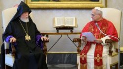 Pope Leo XIV speaking during his meeting with His Holiness Aram I, Catholicos of the Armenian Apostolic Church – See of Cilicia 