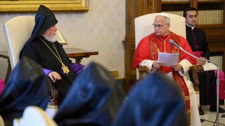 Le&atilde;o XIV e Sua Santidade Aram I, Cat&oacute;lico da Igreja Apost&oacute;lica Arm&ecirc;nia - S&eacute; da Cil&iacute;cia