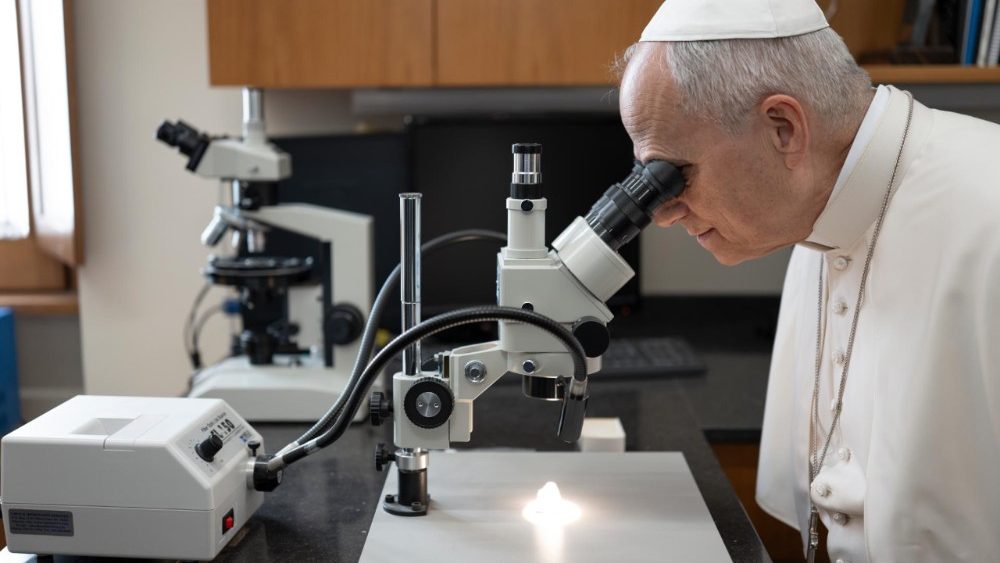 Pope Leo XIV during his visit to the Vatican Observatory on Tuesday, May 19