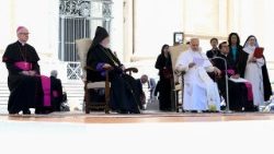 Audience générale du Pape Léon XIV à laquelle a assisté Aram Ier, Catholicos arménien de Cilicie, mercredi 20 mai 2026.