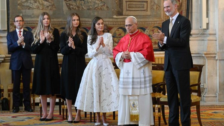 Pope Leo XIV at the conclusion of his having addressed authorities in Spain