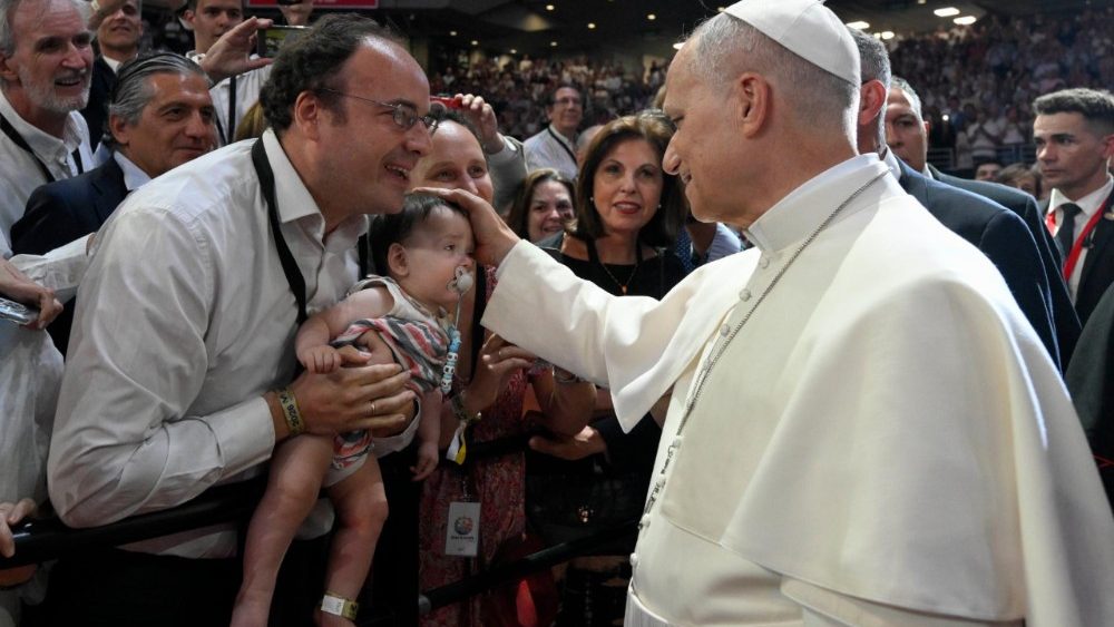 Papa Leon al XIV-lea la "Movistar Arena" din Madrid, duminică, 7 iunie 2026