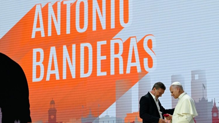 Actor Antonio Banderas shared his own testimony with the Pope