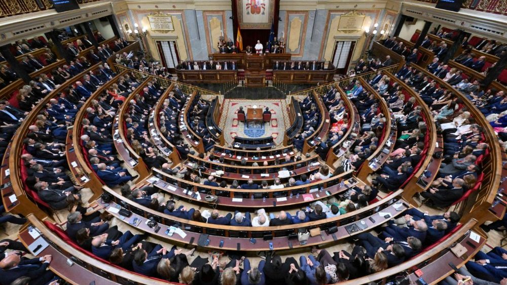 2026.06.08 Viaggio Apostolico in Spagna - Incontro con i membri del Parlamento spagnolo nel Palacio de las Cortes