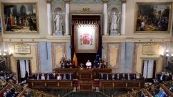 2026.06.08 Viaggio Apostolico in Spagna - Incontro con i membri del Parlamento spagnolo nel Palacio de las Cortes