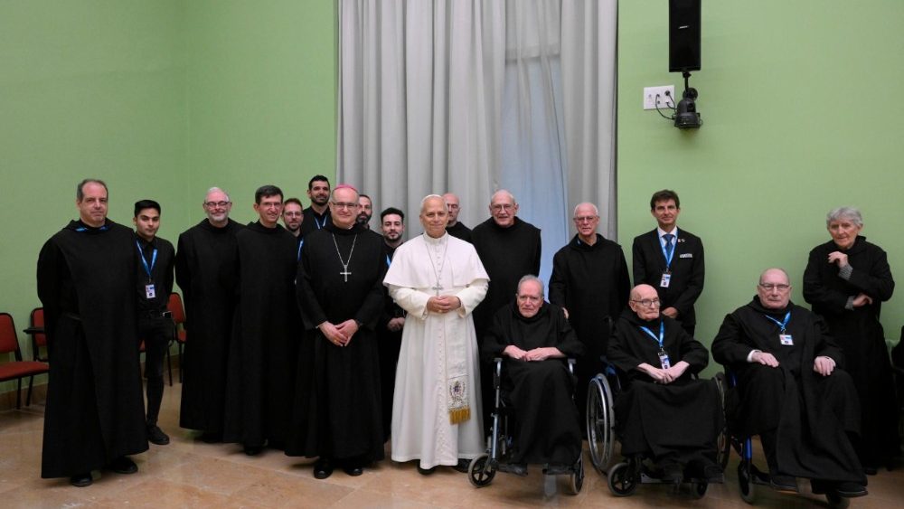Pope Leo XIV meets with the Benedictine community of the Abbey of Our Lady of Montserrat