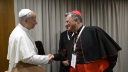 Pope Leo greets Cardinal Mario Grech