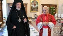 Léon XIV et les membres de la délégation du Patriarcat œcuménique de Constantinople