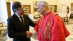 Kolumbiens Präsident Gustavo Petro Urrego und Papst Leo XIV.